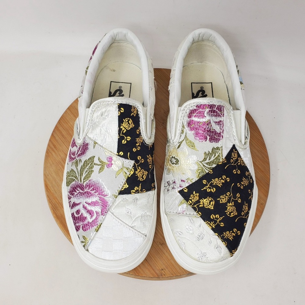 Vans Classic Slip On Shoes Womens 7 Brocade Patchwork Chunky Sneaker